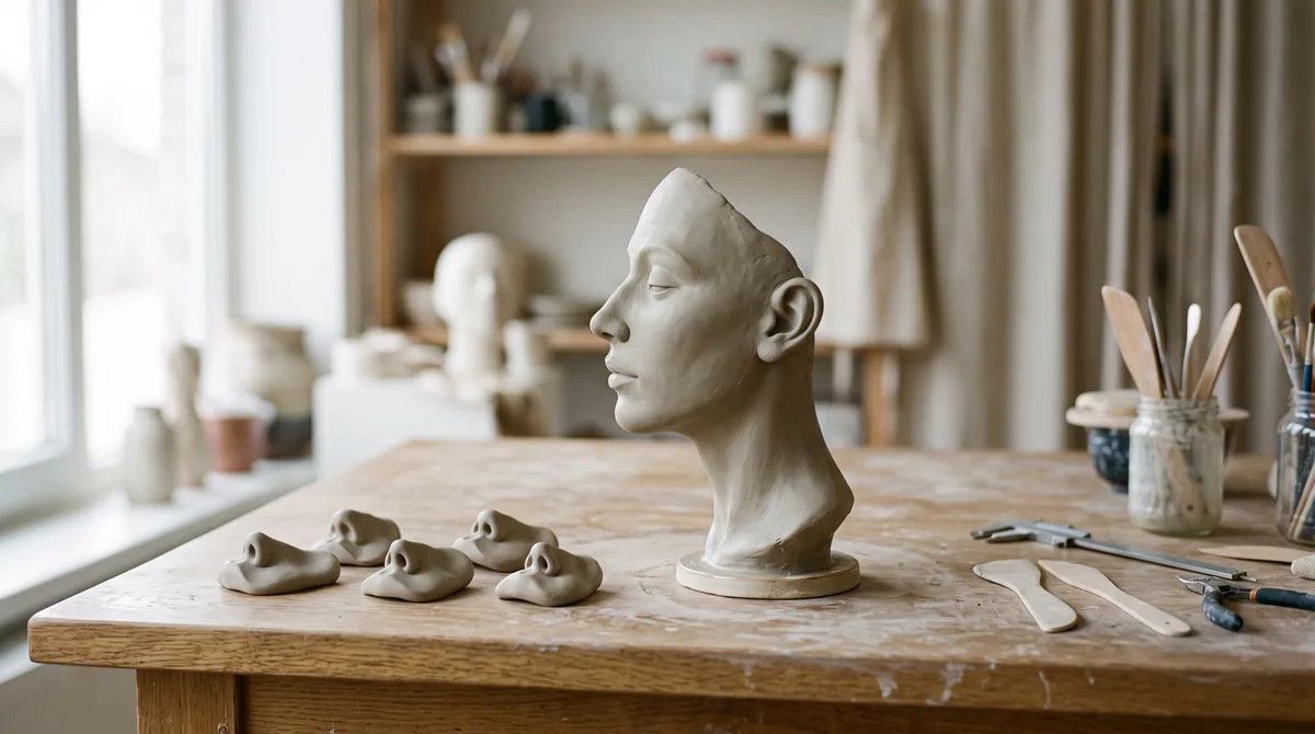 Clay facial study exploring different visual contours
