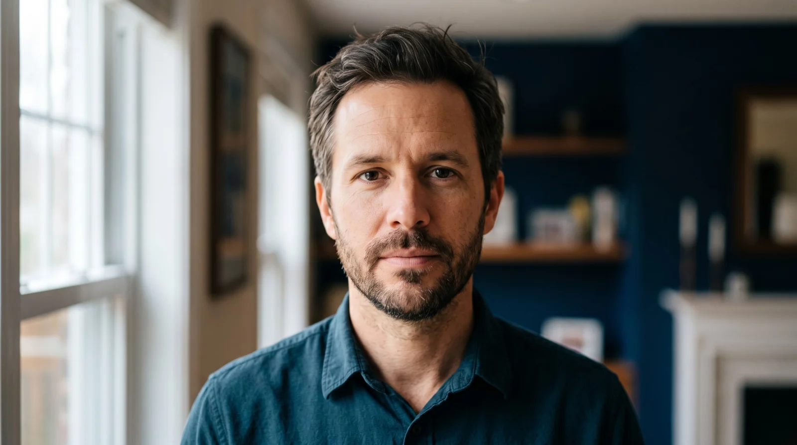 Calm front-facing portrait of a person with balanced, natural facial proportions